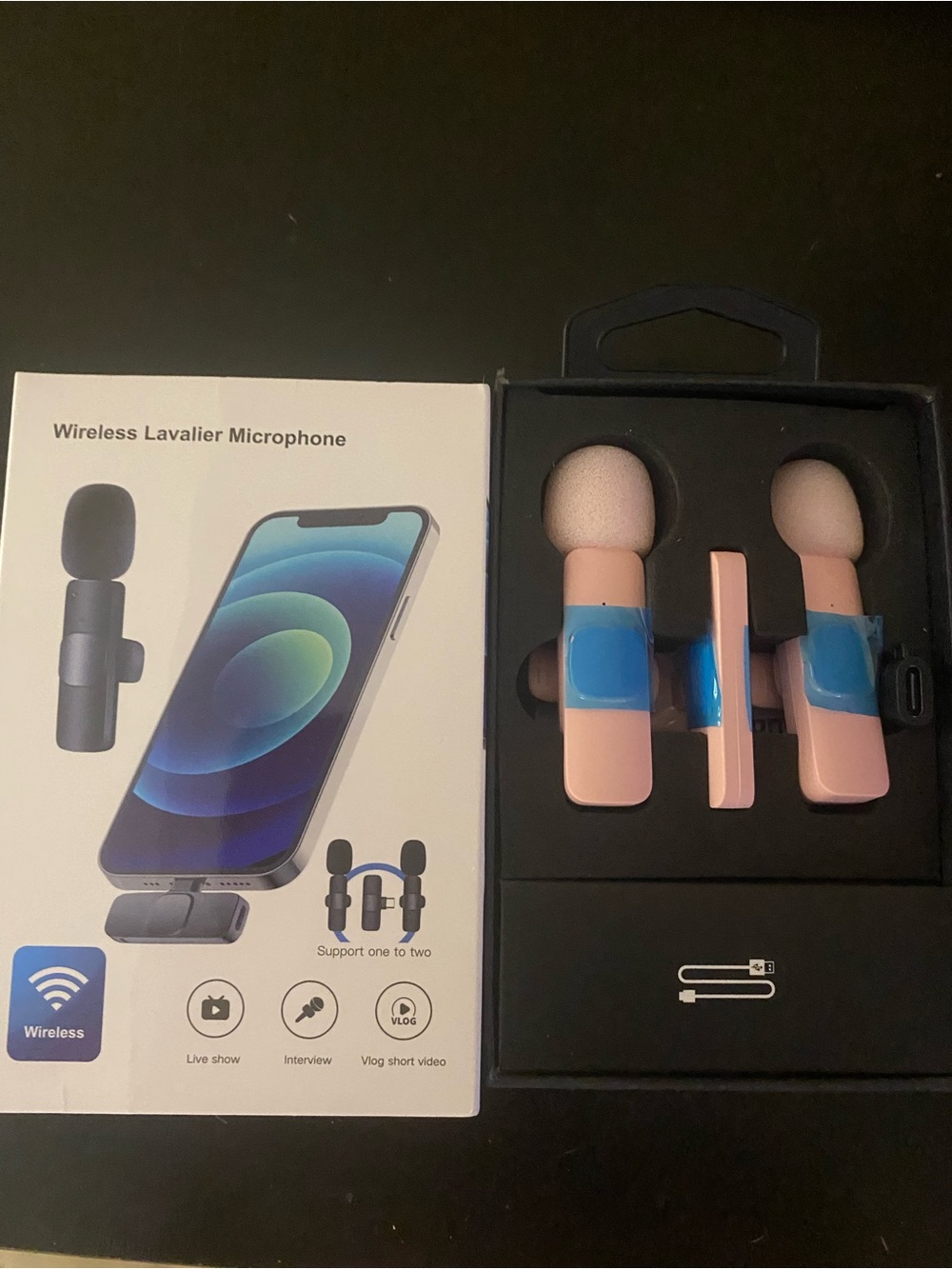 Wireless Lavalier Microphone Set - Pink